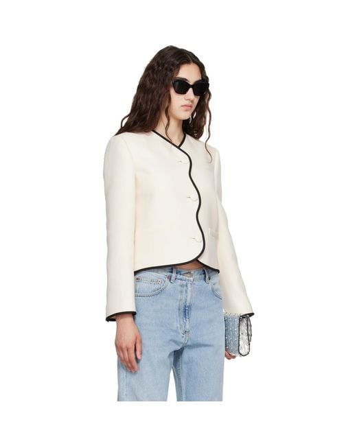 Valentino White Off- Wool & Silk Crepe Blazer