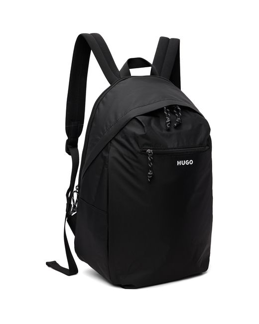 HUGO Black Contrast Logo Backpack for men