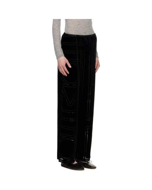 Totême Black Monogram Devoré Lounge Pants