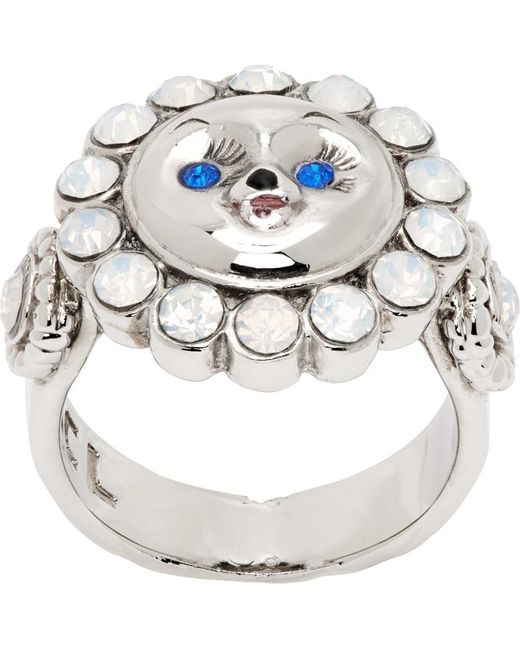 Chopova Lowena Metallic Silver Eyes Ring for men