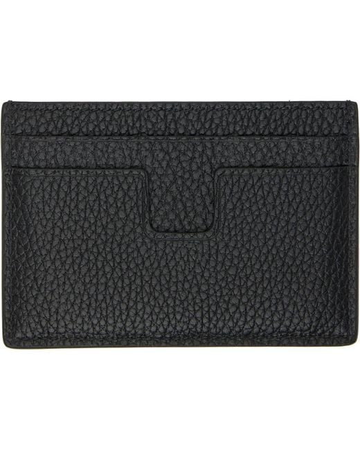 Tom Ford Black Grain Leather Classic Card Holder for men