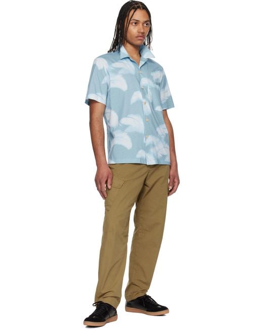 メンズ Paul Smith ブルー カジュアルフィット 半袖シャツ Blue