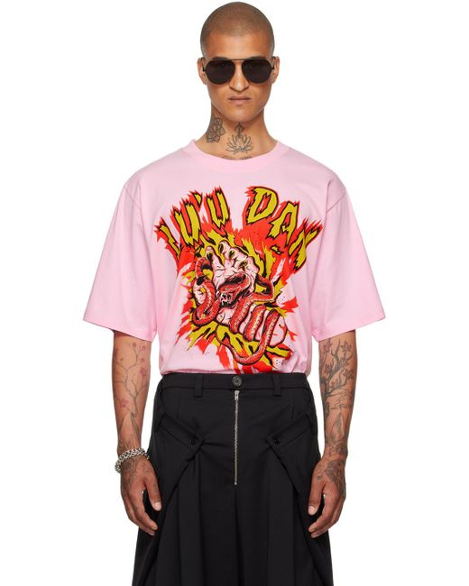 メンズ Lu'u Dan ピンク グラフィックTシャツ Red