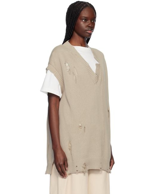 Yohji Yamamoto Multicolor Taupe 7G2P Jersey V Neck Vest