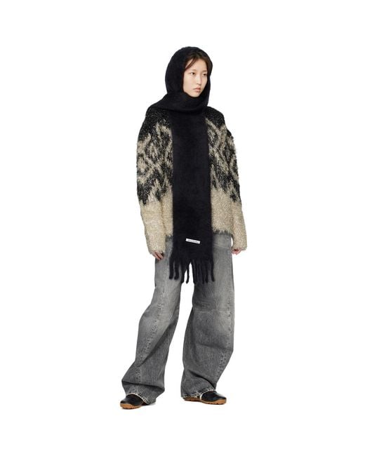 Acne Black Hooded Scarf