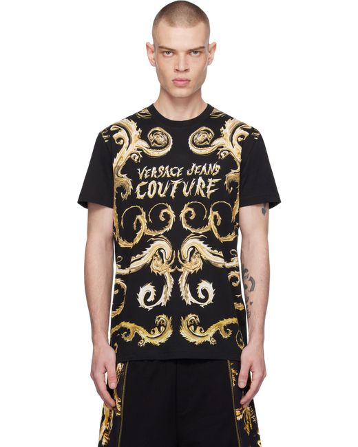 メンズ Versace Jeans Couture ブラック Chromo Couture スリムフィット Tシャツ Black