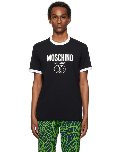 Moschino Black Double Smiley T-shirt for men
