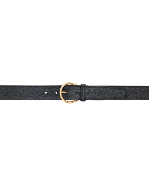 メンズ Thom Browne ブラック ペブルグレイン ラウンドバックル ベルト Black