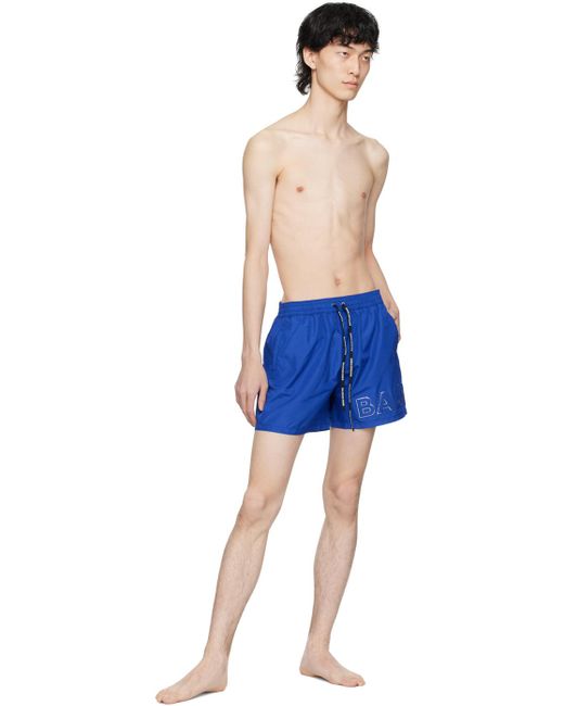 Balmain Blue Embossed Swim Shorts for men