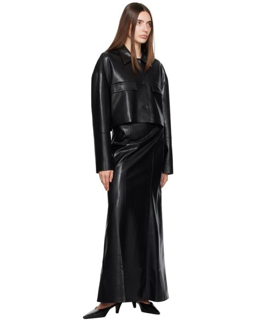 Nanushka Black Carlotta Vegan Leather Maxi Skirt
