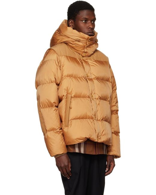 Burberry Orange Tan Quilted Down Jacket for men