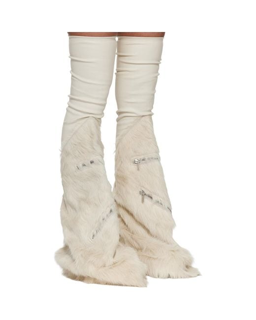 Rick Owens Natural Off- Temple Cargo Fetish Sneaks Tall Boots