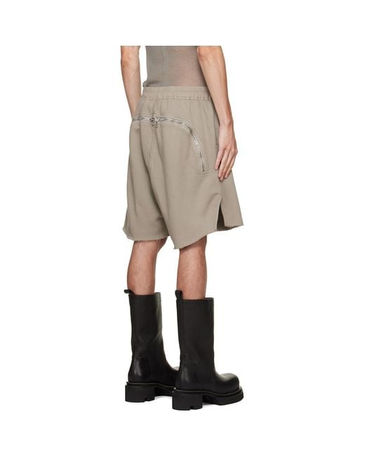 Rick Owens Natural Tower Long Boxers Butt Zip Shorts for men