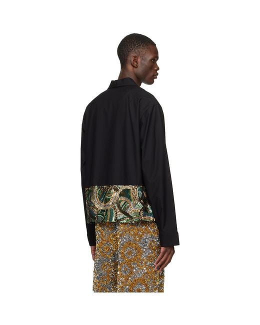 Dries Van Noten Black Sequinned Shirt for men