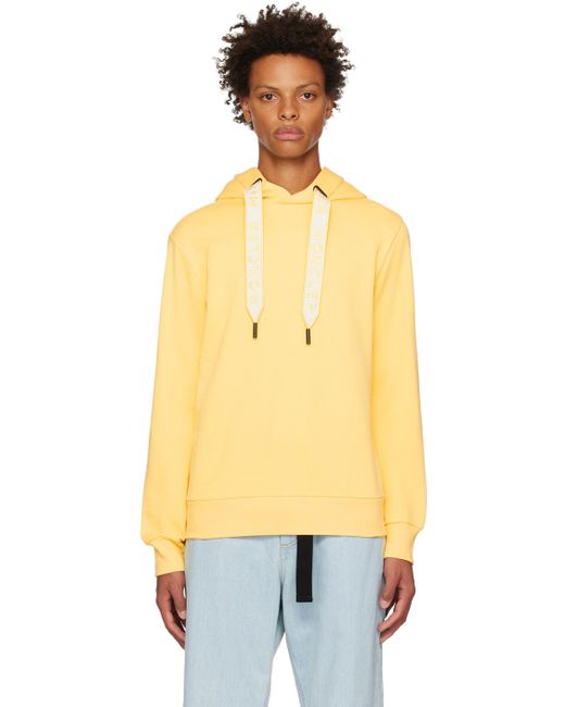 Moncler Yellow Embroidered Drawstring Hoodie for men