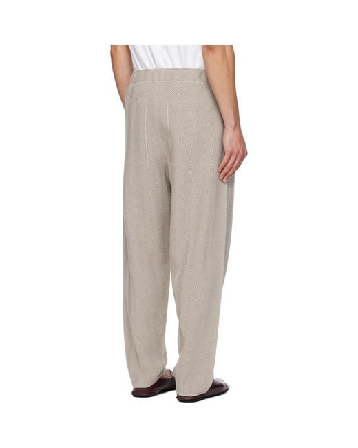 Homme Plissé Issey Miyake White Inlaid Knit Trousers for men