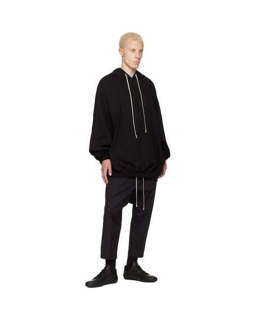 Rick Owens Black Tower Drawstring Cropped Trousers for men