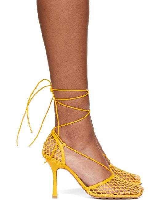 Bottega Veneta Yellow Mesh Stretch Heels | Lyst Bottega Veneta Yellow Mesh Stretch Heels | Lyst
