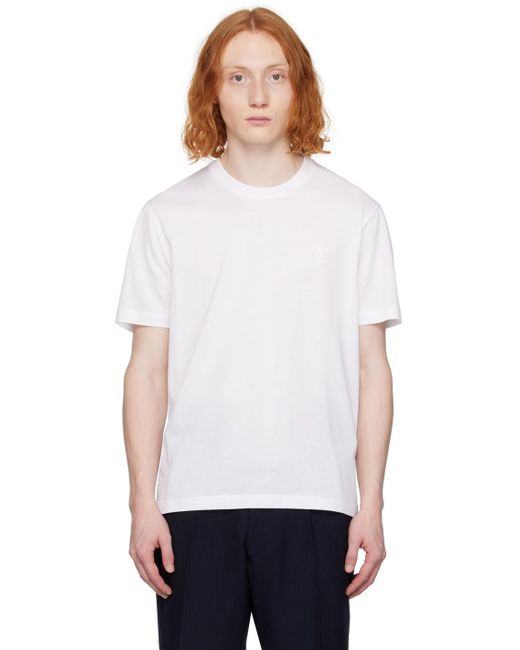 T-shirt blanc à image à logo brodée Brioni pour homme en coloris White