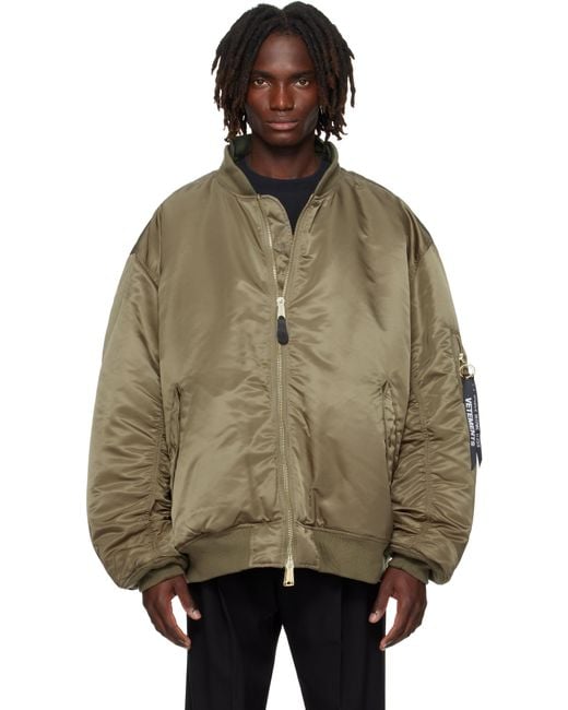 Vetements Green Khaki Alpha Industries Edition Cut-Up Reversible Jacket for men