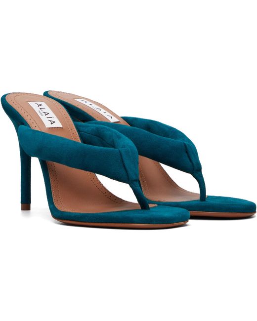 Alaïa Blue Thong Mule Heeled Sandals