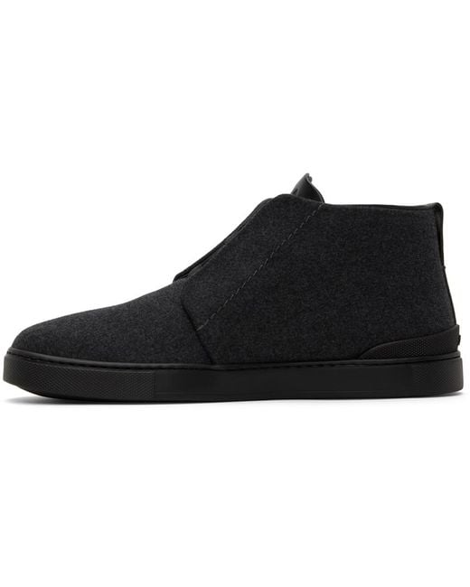 Zegna Black Gray Triple Stitchtm Sneakers for men