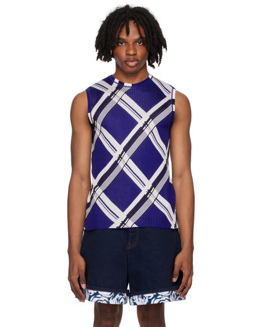 Burberry Blue Check Tank Top for men