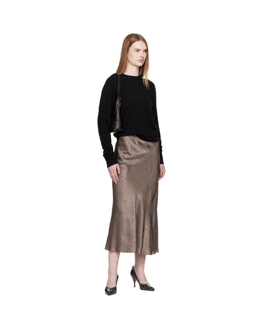 Maison Margiela Brown Taupe Satin Midi Skirt