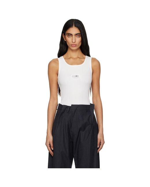 MM6 by Maison Margiela Black Ribbed Jersey Tank Top