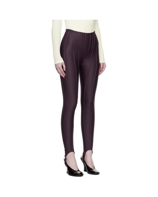 Mugler Blue Burgundy Corseted Leggings