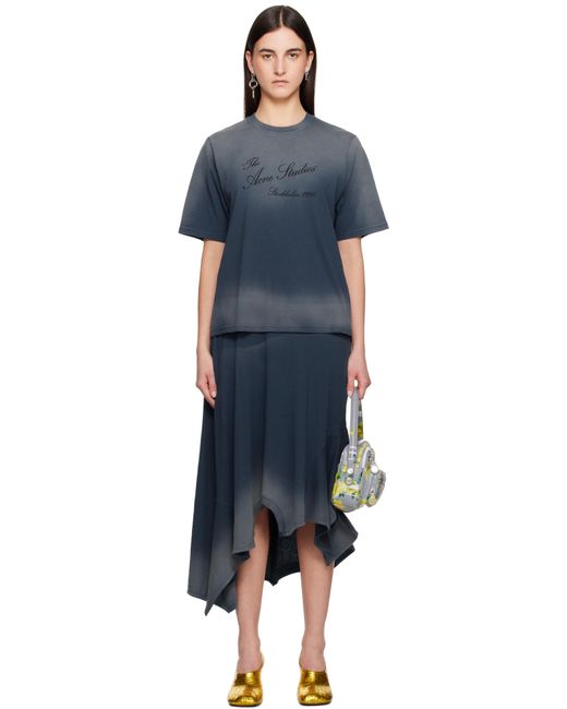 Acne ブルー レイヤード ミディアムワンピース Black