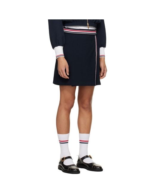 Thom Browne Blue Rwb Trim Wrap Miniskirt
