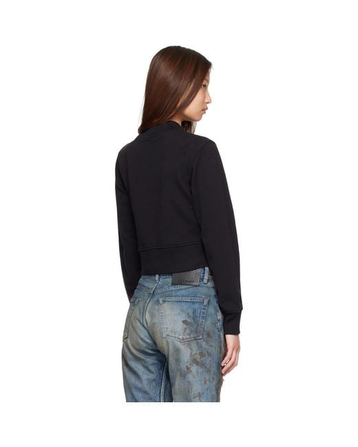 Palm Angels Black Neck Logo Fitted Sweatshirt