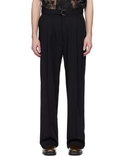 Cmmn Swdn Black Omari Double Pleated Trousers for men
