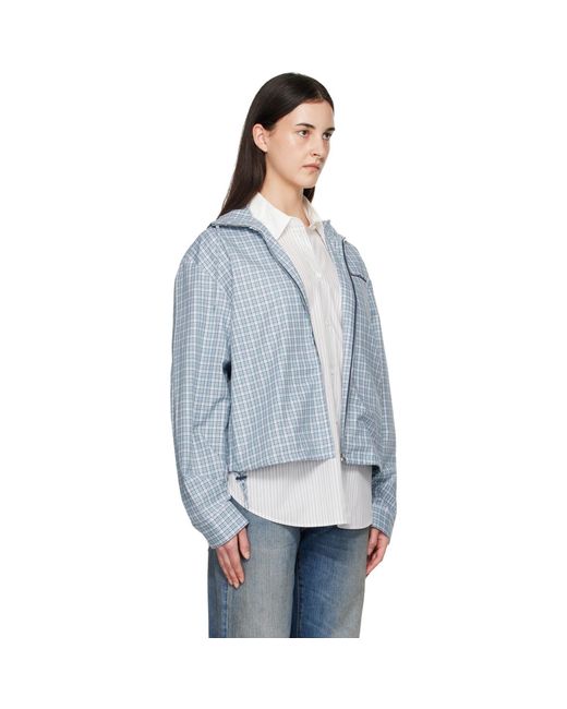 Acne Blue Hooded Check Jacket
