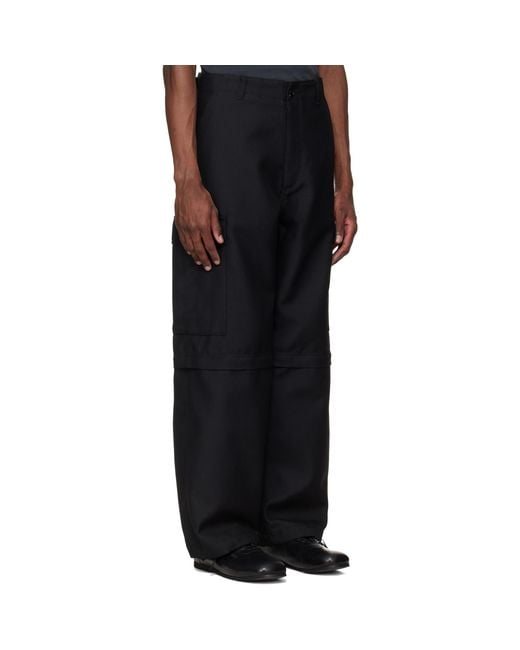 vowels Black Zip-Off Cargo Pants for men