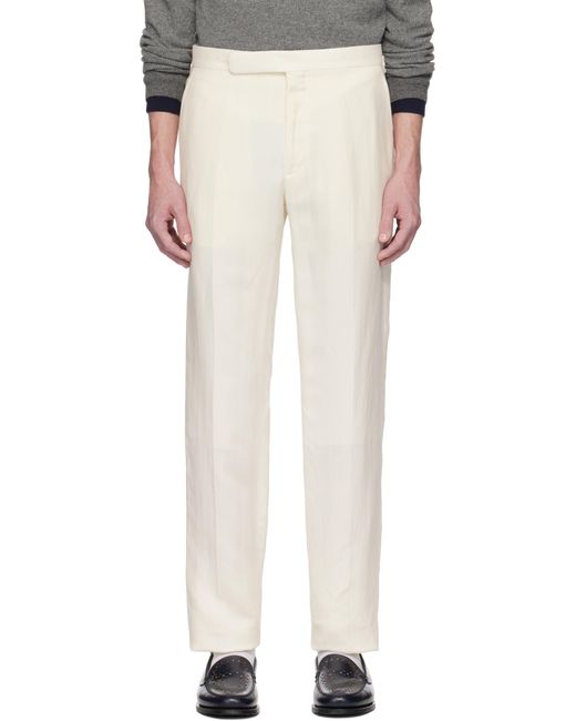 Ralph Lauren White Off- Gregory Hand-Tailored Silk-Linen Trousers for men