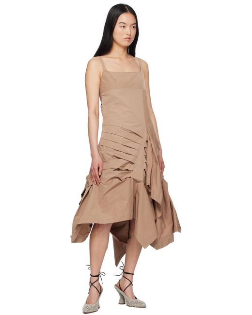 Dries Van Noten Natural Asymmetrical Midi Dress