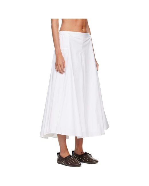 Cordera White Cotton Voluminous Midi Skirt