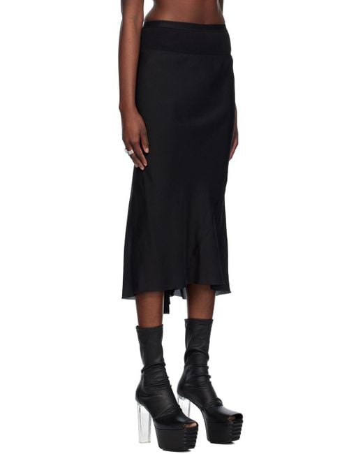 Rick Owens Black A Line Midi Skirt