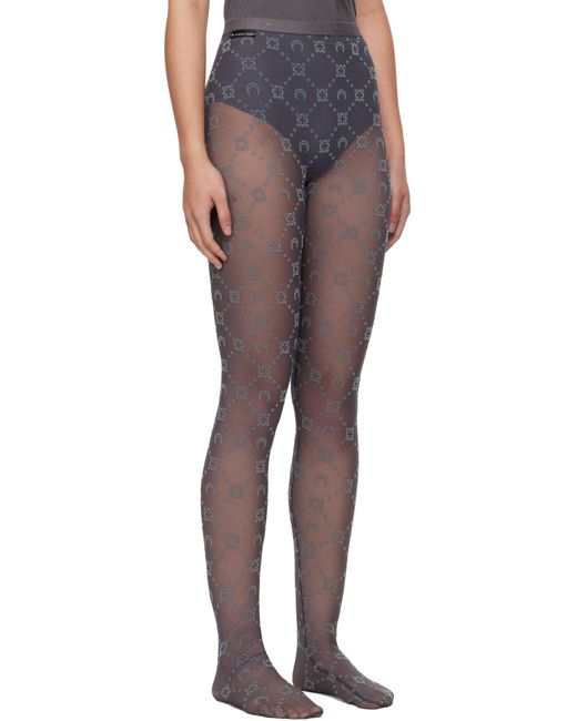 MARINE SERRE Black Recycled Mesh Flock Tights