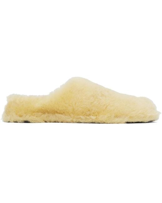 Jil Sander Black Off-white Shearling Slippers