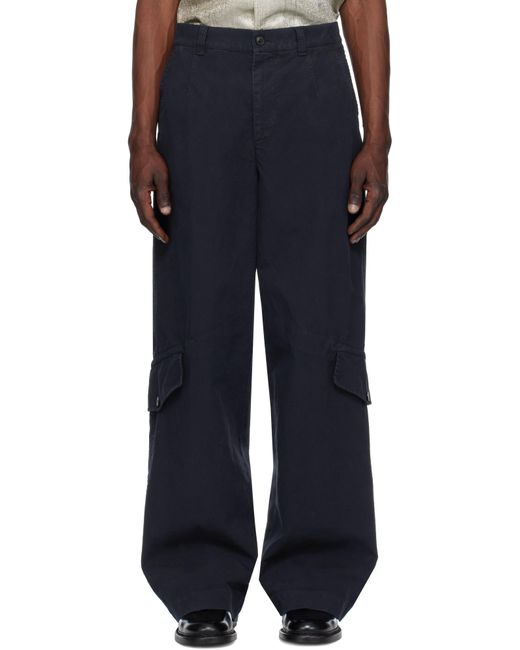 メンズ Dries Van Noten ネイビー コットン カーゴパンツ Blue