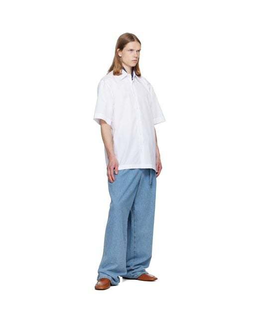 Dries Van Noten White Short Sleeve Cotton Shirt for men
