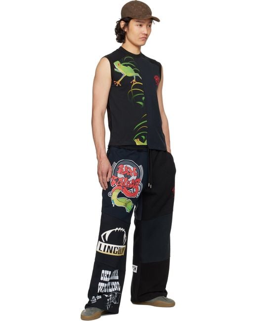 MARINE SERRE Black Regenerated Graphic T-Shirts Tank Top for men