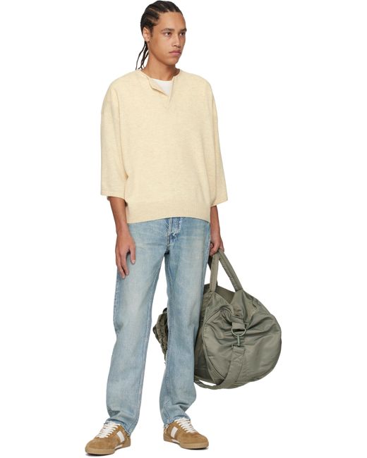 メンズ Fear Of God ベージュ ファインニット ヘンリーネック Blue