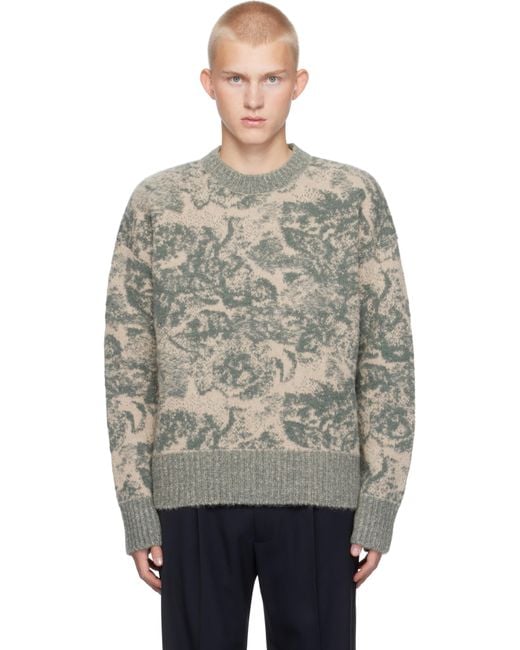 AMI Gray Alpaca Mohair Jacquard Crewneck for men