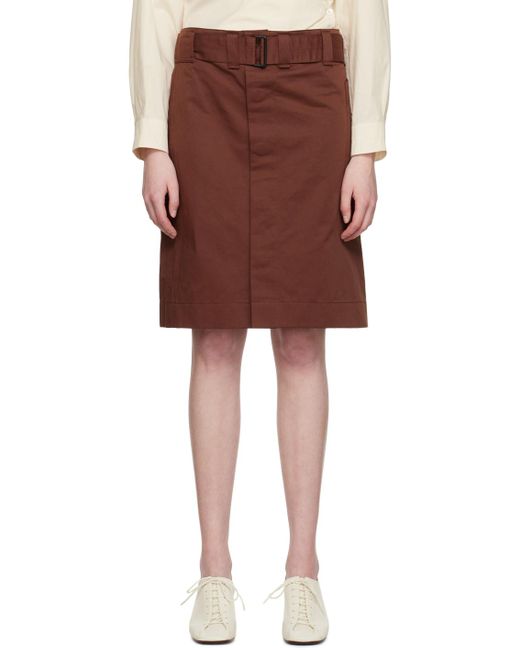 Lemaire Red Brown Apron Pocket Midi Skirt