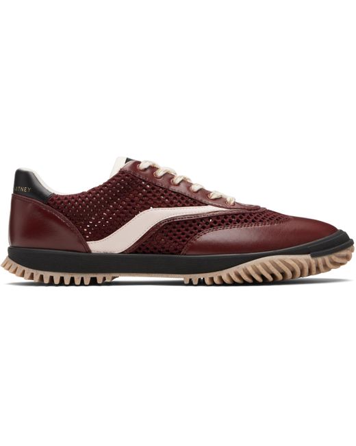 Stella McCartney Black Burgundy S-Wave Sport Mesh Paneled Sneakers