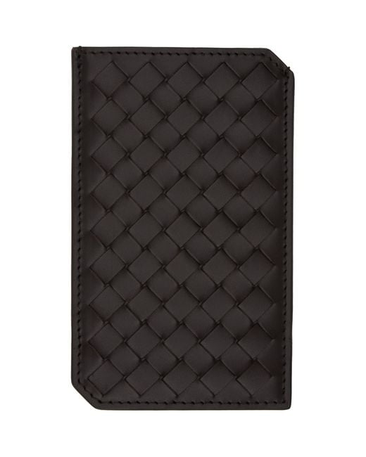 Bottega Veneta Black Intrecciato Piccolo Vertical Card Holder for men